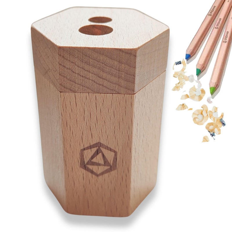 Stockmar Dual Pencil Sharpener FSC Lime Wood for Thin and Thick Pencils - Triangular and Hexagonal Shape - Colour Giants Stockmar, Waldorf Art Supplies, Made in Germany - Image 1